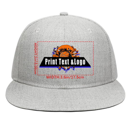 Custom Grey Sports Snapback Hats Performance Flat Brim Caps for Athletes Training