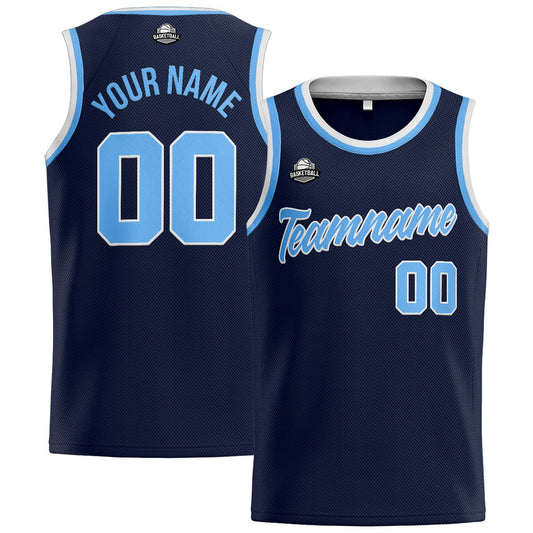Custom Stitched Basketball Jersey for Men, Women  And Kids Navy-Light Blue