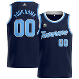 Custom Stitched Basketball Jersey for Men, Women  And Kids Navy-Light Blue