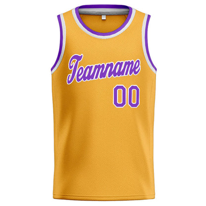Custom Stitched Basketball Jersey for Men, Women And Kids Yellow-Purple-White