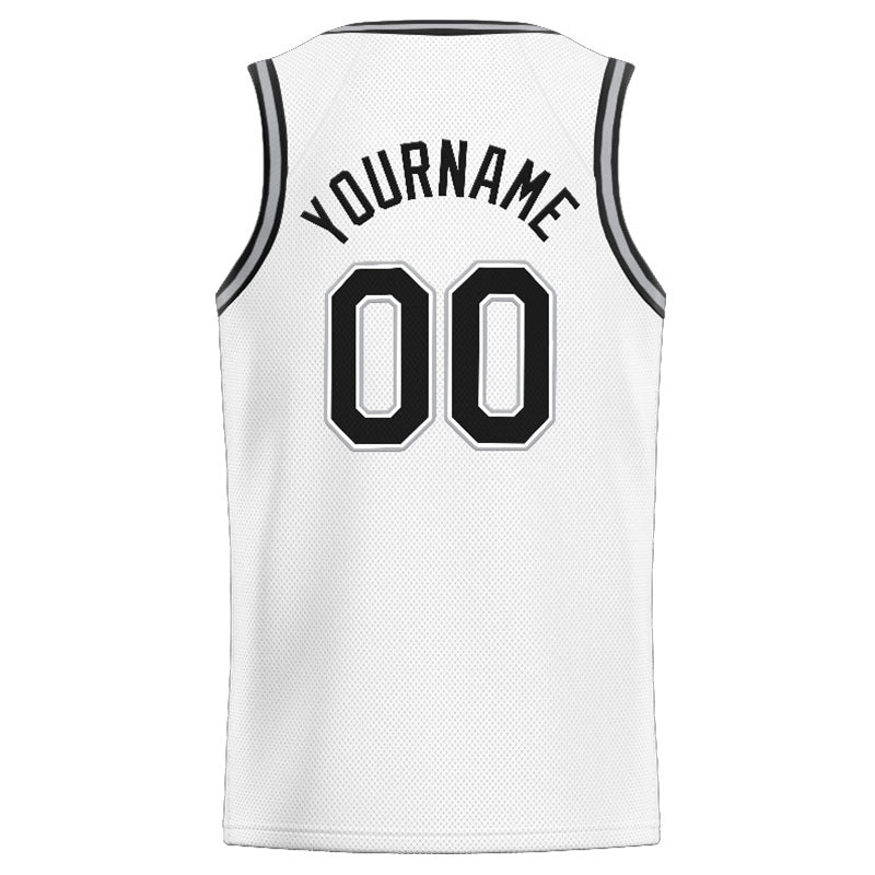 Custom Stitched Basketball Jersey for Men, Women And Kids White-Blck-Gray