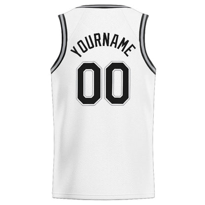 Custom Stitched Basketball Jersey for Men, Women And Kids White-Blck-Gray