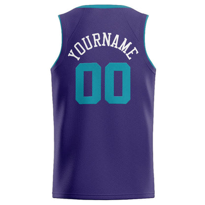 Custom Stitched Basketball Jersey for Men, Women And Kids Purple-Teal-White