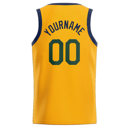 Custom Stitched Basketball Jersey for Men, Women And Kids Yellow-Navy-Green
