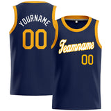 Custom Stitched Basketball Jersey for Men, Women And Kids Navy-White-Yellow