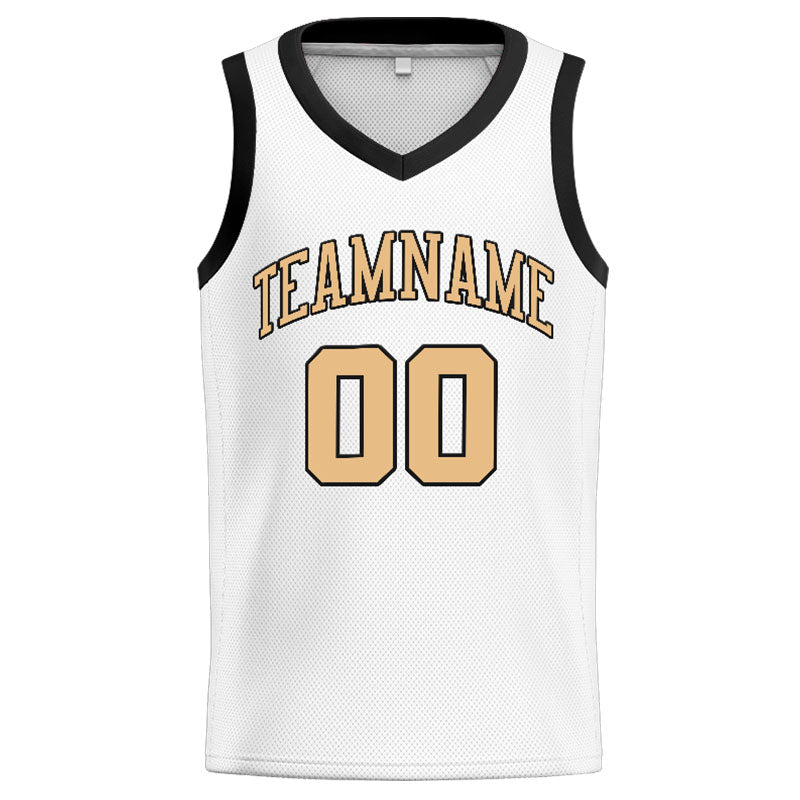 Custom Stitched Basketball Jersey for Men, Women And Kids White-Black-Gold