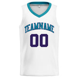Custom Stitched Basketball Jersey for Men, Women And Kids White-Teal-Purple