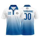 Custom White Blue Football Polo Shirts  Add Your Unique Logo/Name/Number