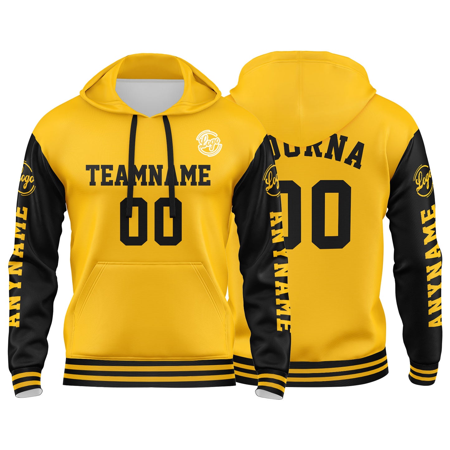 Custom Yellow Black Sweatshirt Hoodie For Men Women Girl Boy Print Your Logo Name Number