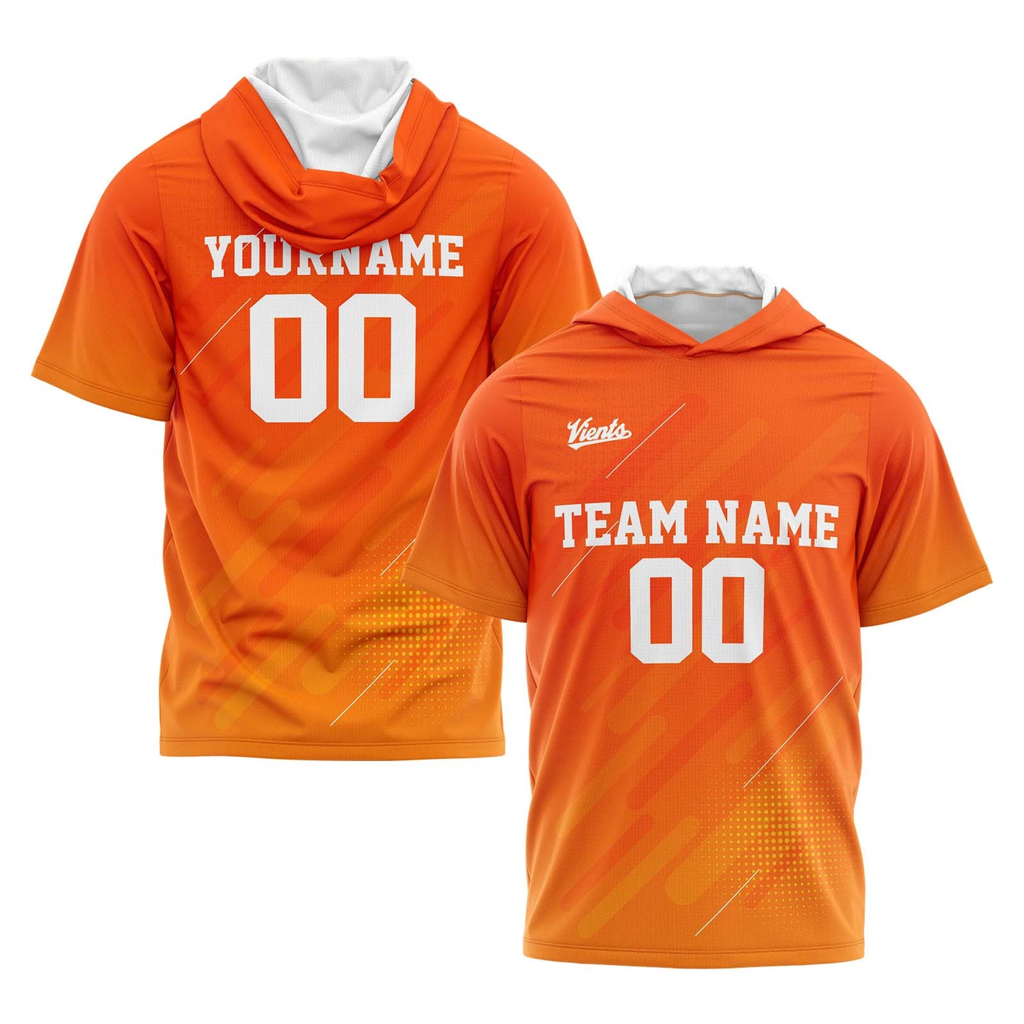 Custom Orange Short Sleeve Hoodies for Men Women Shirts with Hoods Printed Name Logo