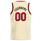 Custom Stitched Basketball Jersey for Men, Women And Kids Cream-Red-Black