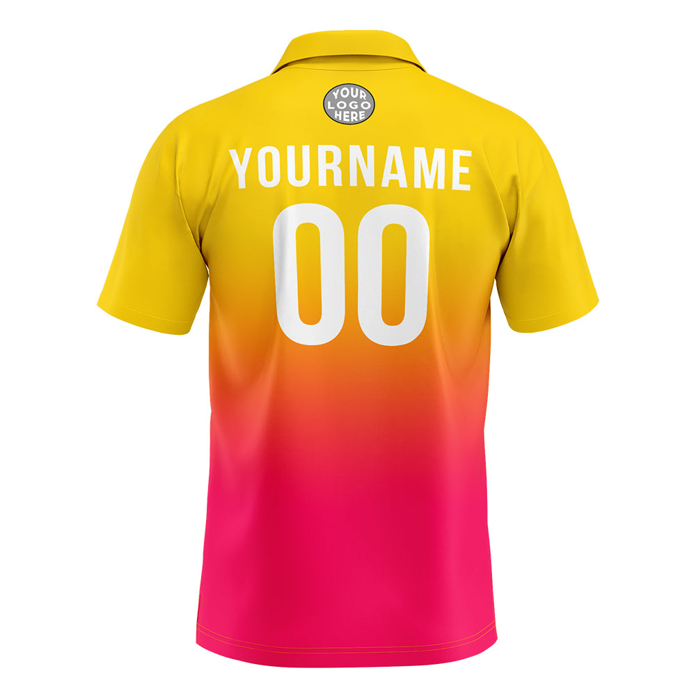 Custom Yellow Hot Pink Football Polo Shirts  Add Your Unique Logo/Name/Number