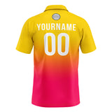 Custom Yellow Hot Pink Football Polo Shirts  Add Your Unique Logo/Name/Number