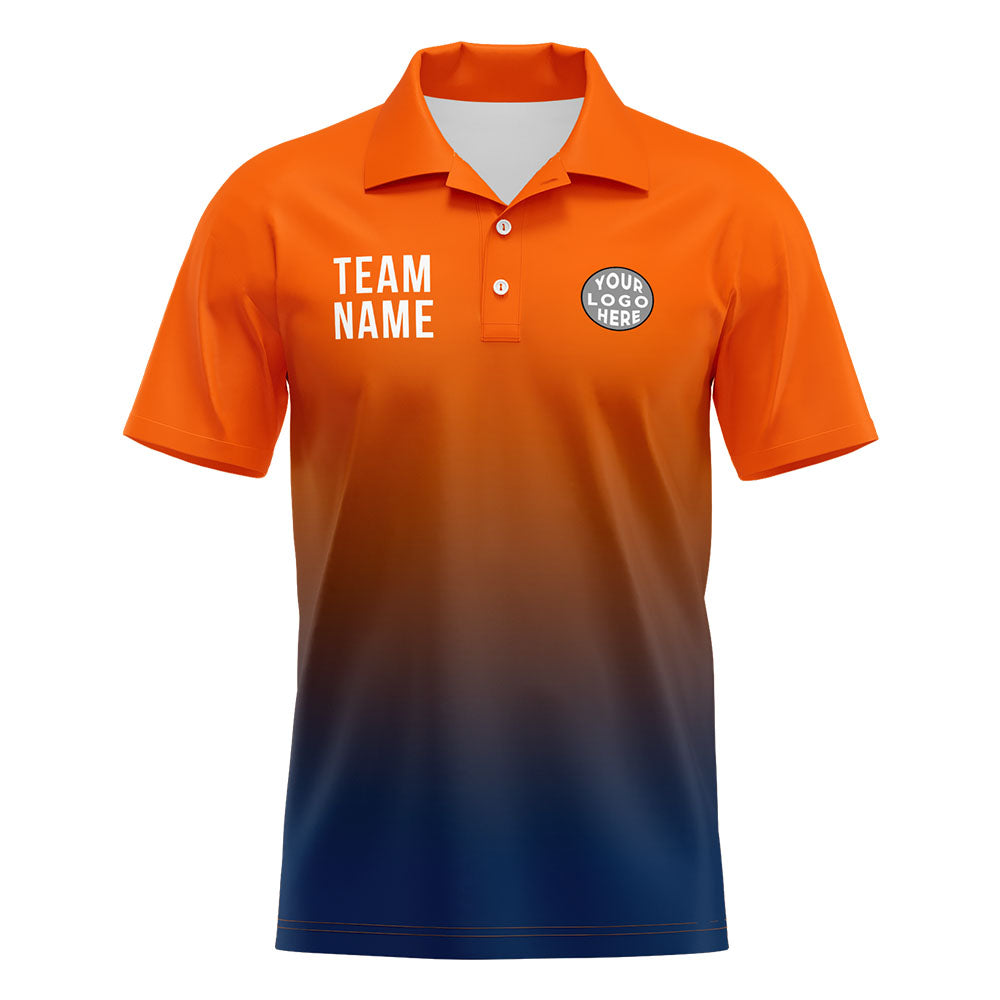 Custom Orange navy Football Polo Shirts  Add Your Unique Logo/Name/Number