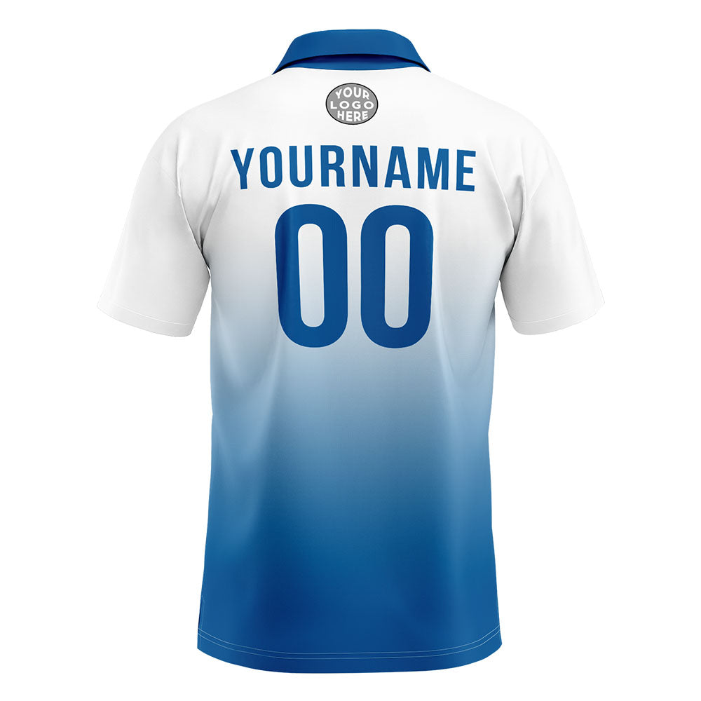 Custom White Blue Football Polo Shirts  Add Your Unique Logo/Name/Number