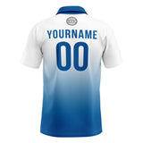 Custom White Blue Football Polo Shirts  Add Your Unique Logo/Name/Number