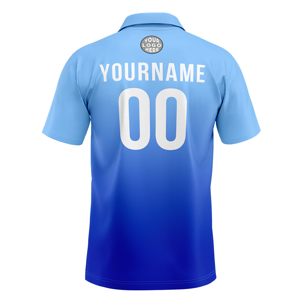Custom Light Blue Royal Football Gradient Polo Shirts  Add Your Unique Logo/Name/Number