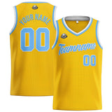 Custom Stitched Basketball Jersey for Men, Women  And Kids Yellow-Light Blue