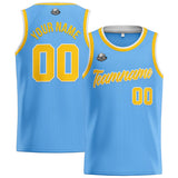 Custom Stitched Basketball Jersey for Men, Women  And Kids Light Blue-Yellow