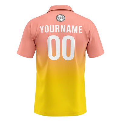Custom Light Pink Yellow Football Gradient Polo Shirts  Add Your Unique Logo/Name/Number