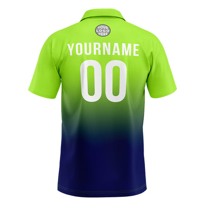 Custom Neon Green Navy Football Gradient Polo Shirts  Add Your Unique Logo/Name/Number