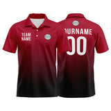 Custom Red Black Football Polo Shirts  Add Your Unique Logo/Name/Number