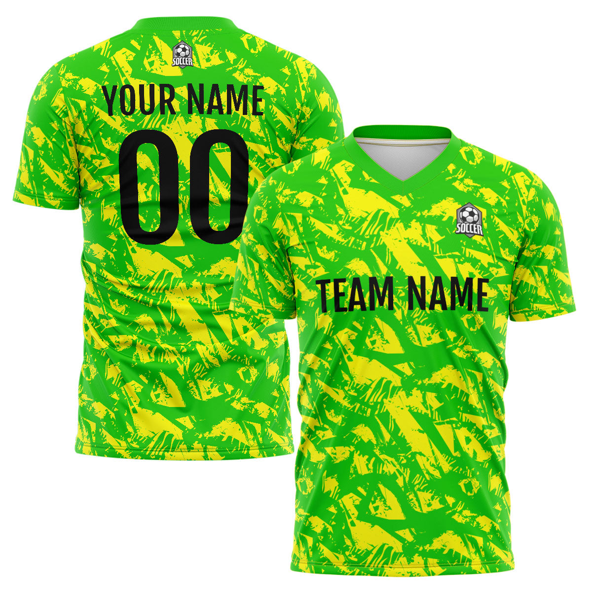 Custom Green Yellow Soccer Uniform Jersey Kids Adults Personalized Set Jersey Shirt