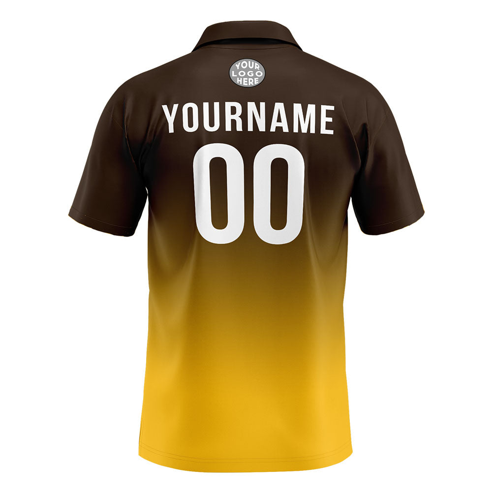 Custom Brown Yellow Football Polo Shirts  Add Your Unique Logo/Name/Number