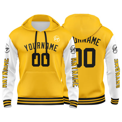 Custom Yellow White Sweatshirt Hoodie For Men Women Girl Boy Print Your Logo Name Number