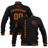 Custom Black Dark Orange Waterproof Varsity Jackets Personalized Stitched Name Number Logo to Letterman Jackets