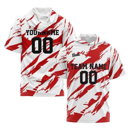 Custom White Red Short Sleeve Hoodies for Men Women Shirts with Hoods Printed Name Logo