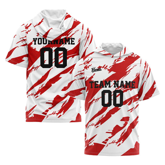 Custom White Red Short Sleeve Hoodies for Men Women Shirts with Hoods Printed Name Logo