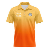 Custom Orange Football Gradient Polo Shirts  Add Your Unique Logo/Name/Number