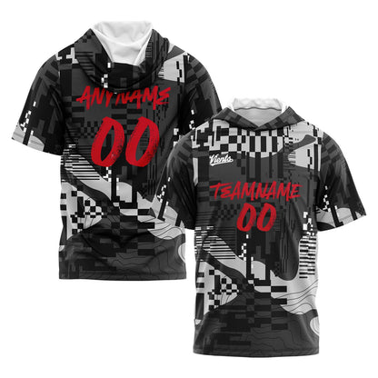 Custom Black Gray Red Short Sleeve Hoodies for Men Women Shirts with Hoods Printed Name Logo