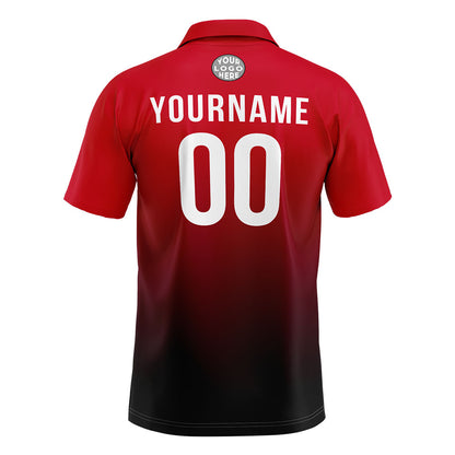 Custom Red Black White Football Polo Shirts  Add Your Unique Logo/Name/Number