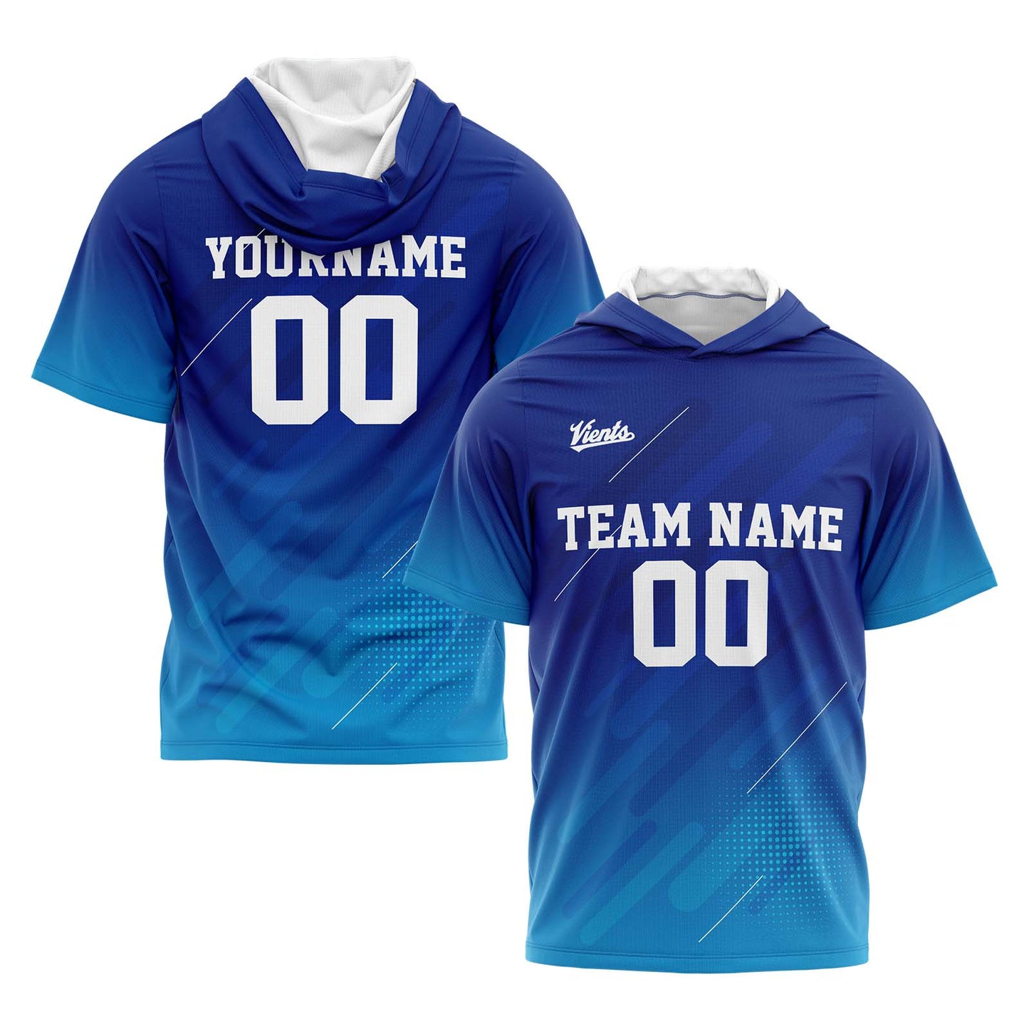 Custom Blue Short Sleeve Hoodies for Men Women Shirts with Hoods Printed Name Logo