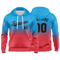 Custom Gradient Hoodie For Man Woman Girl Boy Print Your Logo Name Number Blue Red