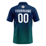 Custom Navy Green Football Gradient Polo Shirts  Add Your Unique Logo/Name/Number