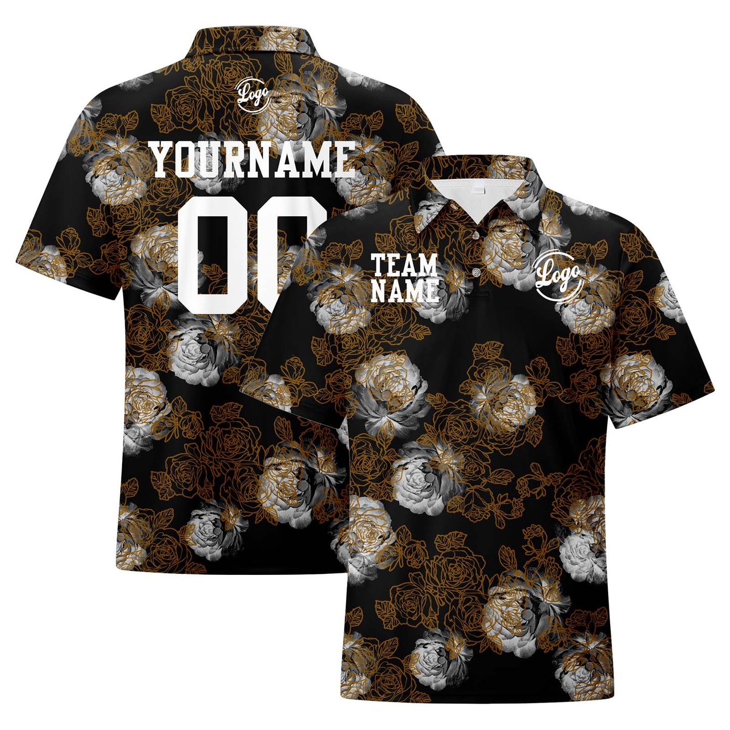 Custom Football Polo Shirts  Add Your Unique Logo/Name/Number Flower