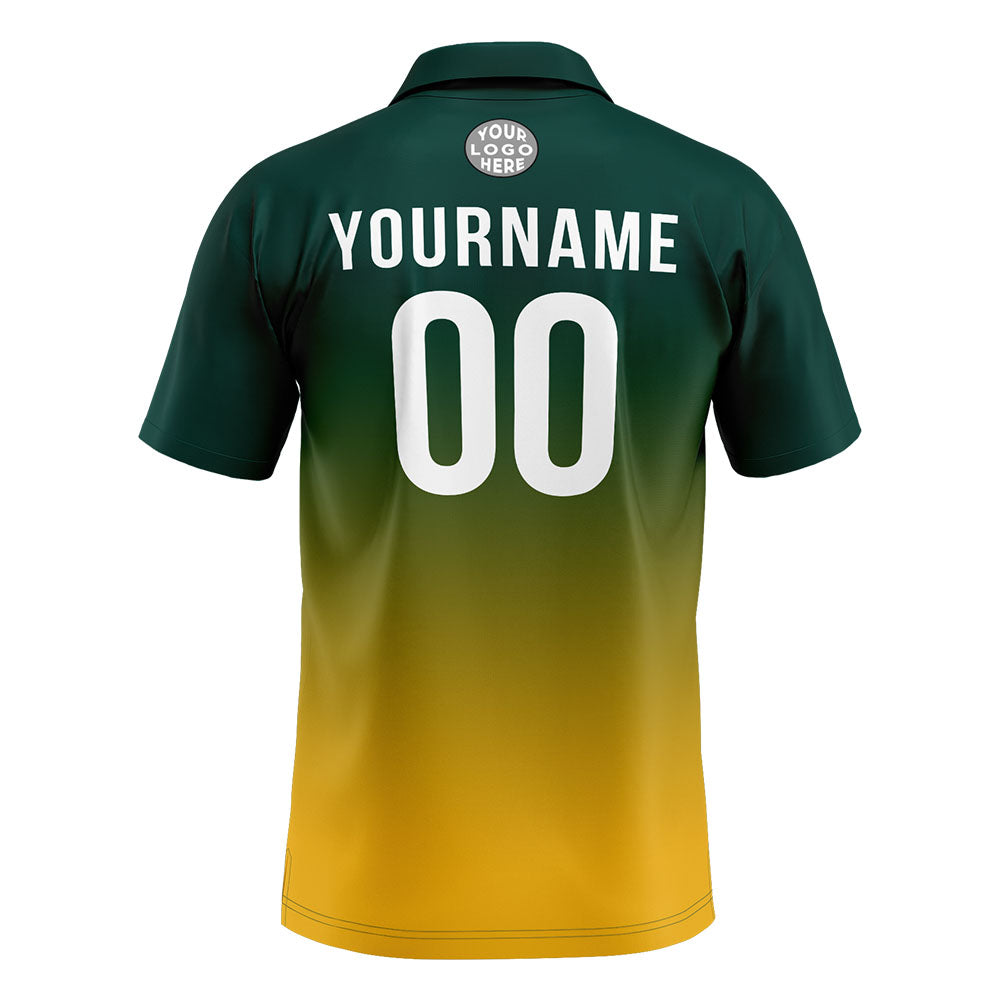 Custom Green Yellow Football Gradient Polo Shirts  Add Your Unique Logo/Name/Number
