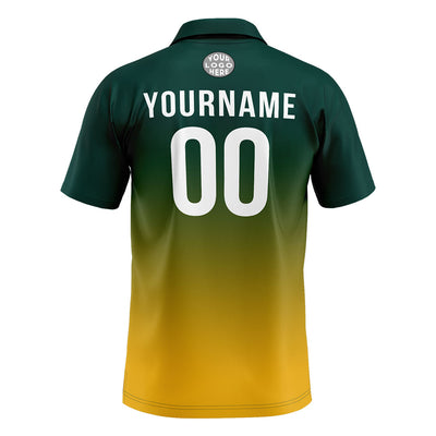 Custom Green Yellow Football Gradient Polo Shirts  Add Your Unique Logo/Name/Number
