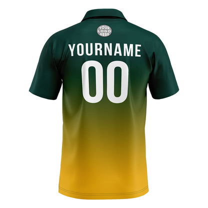 Custom Green Yellow Football Gradient Polo Shirts  Add Your Unique Logo/Name/Number