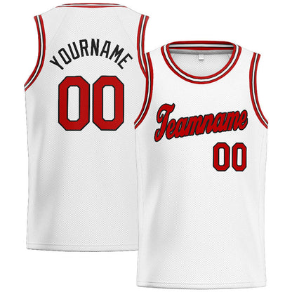 Custom Stitched Basketball Jersey for Men, Women And Kids White-Red-Black