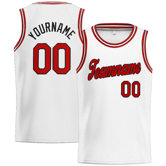 Custom Stitched Basketball Jersey for Men, Women And Kids White-Red-Black