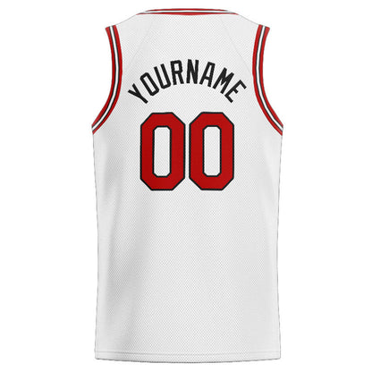 Custom Stitched Basketball Jersey for Men, Women And Kids White-Red-Black