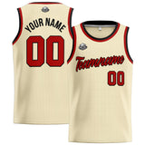 Custom Stitched Basketball Jersey for Men, Women  And Kids Cream-Red-Black