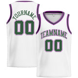 Custom Stitched Basketball Jersey for Men, Women And Kids White-Green-Purple