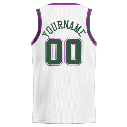 Custom Stitched Basketball Jersey for Men, Women And Kids White-Green-Purple