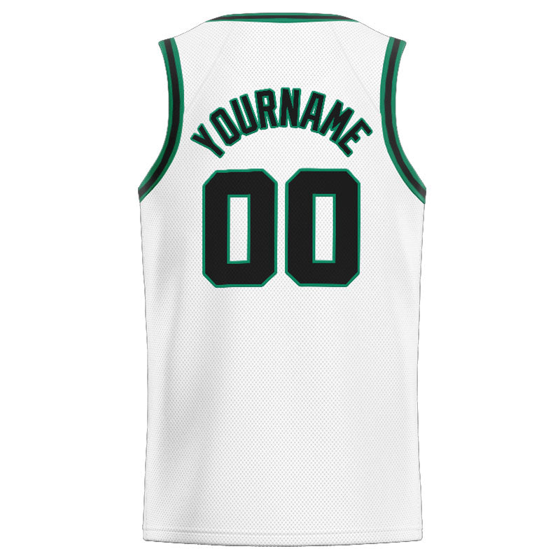 Custom Stitched Basketball Jersey for Men, Women And Kids White-Kelly Green-Black