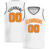 Custom Stitched Basketball Jersey for Men, Women And Kids White-Orange-Black
